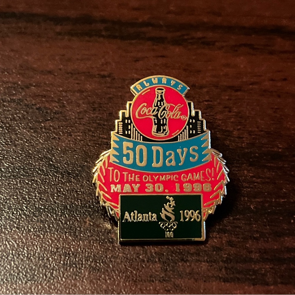 Vintage Coca-Cola Countdown To The 1996 Atlanta Olympics 50 Days Lapel Hat‎ Pin